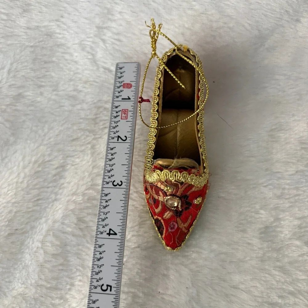 Fashion Shoe Ornament Lot 7pc Zebra‎ Brocade Glam Diva North Pole Glass Stiletto
